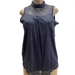 Luna Rae Blue Shimmery Sleeveless Blouse Size Large New